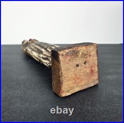 Antique Carved Wood Santo Madonna Figure Catholic Folk Art Religious Statue