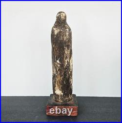 Antique Carved Wood Santo Madonna Figure Catholic Folk Art Religious Statue