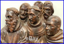 Antique Carved Wood religious Bishops Monks Pope Statues Figures Ecclesiastical