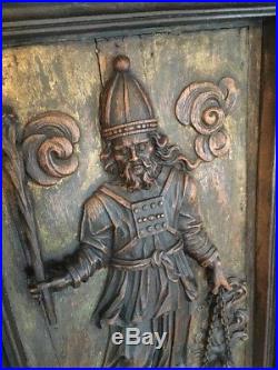 Antique Carved Wooden Religious Panel Of King David Early Piece Amazing Detail