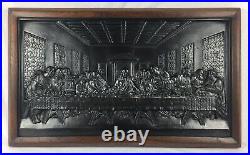 Antique Cast Iron Plaque The Last Supper' In Relief, Religious, Ecclesiastical