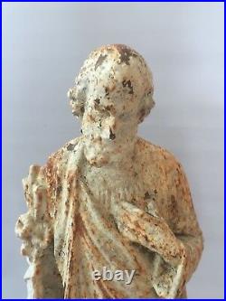 Antique Cast Iron Religious Figure Of Saint Joseph