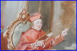 Antique Catholic Cardinal Watercolor Painting by Michaud