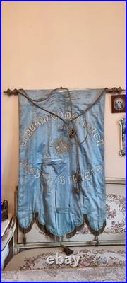 Antique Catholic Church Religious Processional Banner Virgin Mary Early 1900s