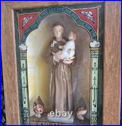 Antique Catholic Church Vaiticum Saint Statue Shadow Box Religious 2 Antique Catholic Church Vaiticum Saint Statue Shadow Box Religious 2