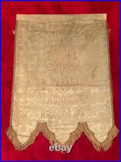 Antique Catholic Church Virgin Mary Religious Processional Banner 20th Century