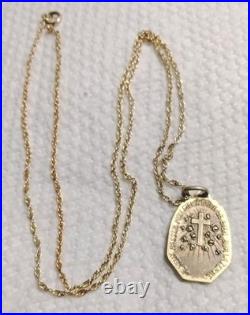 Antique Catholic French Saint Therese 1/20 12 KT GF chain & Religous Medal
