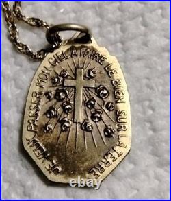 Antique Catholic French Saint Therese 1/20 12 KT GF chain & Religous Medal