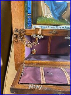 Antique Catholic Last Rites Communion Religious Pieta Shadow Box
