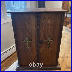 Antique Catholic Last Rites Sick Call Box Viaticum Cabinet Religious