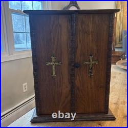 Antique Catholic Last Rites Sick Call Box Viaticum Cabinet Religious