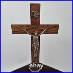 Antique Catholic Last Rites Sick Call Wood Box Crucifix Last Supper Religious