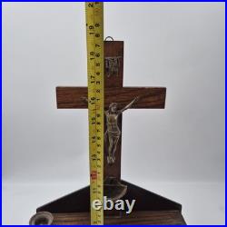 Antique Catholic Last Rites Sick Call Wood Box Crucifix Last Supper Religious