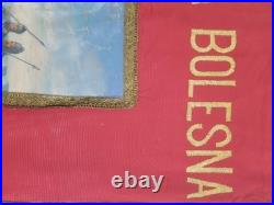 Antique Catholic Printed Religious Jesus Carrying Cross Rosary Tapestry 40x25in