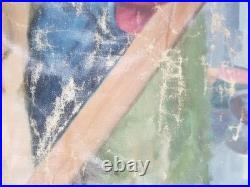 Antique Catholic Printed Religious Jesus Carrying Cross Rosary Tapestry 40x25in