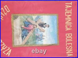 Antique Catholic Printed Religious Jesus Carrying Cross Rosary Tapestry 40x25in
