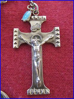 Antique Catholic Religious Medal CRYSTAL & STERLING ROSARIES / ROSARY BEADS