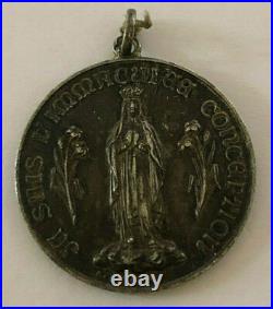 Antique Catholic Religious Medal STERLING Immaculate Heart Mary A. DESAIDE