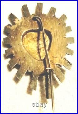 Antique Catholic Sacred Heart Of Jesus Sterling Silver Brooch Pin 2 Rare