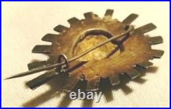 Antique Catholic Sacred Heart Of Jesus Sterling Silver Brooch Pin 2 Rare