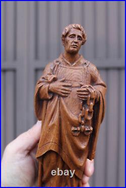 Antique Ceramic LEONARDUS saint figurine statue religious