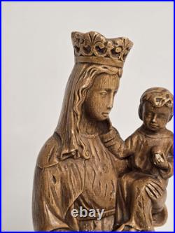 Antique Ceramic Our Lady of Flanders With Lion Chalkware Religious Statue Saint
