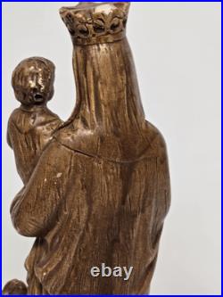 Antique Ceramic Our Lady of Flanders With Lion Chalkware Religious Statue Saint