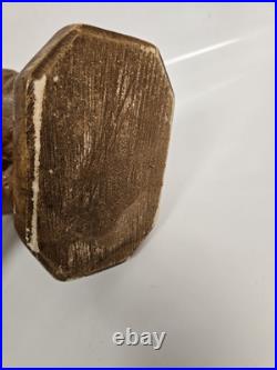 Antique Ceramic Our Lady of Flanders With Lion Chalkware Religious Statue Saint