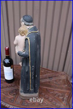 Antique Ceramic Religious Saint Vincentius with children statue figurine