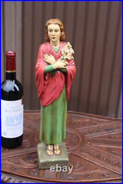 Antique Ceramic signed PARENTANI saint MARIA GORETTI statue figurine religious