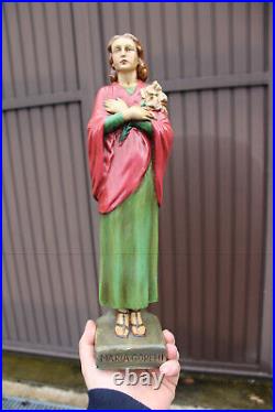 Antique Ceramic signed PARENTANI saint MARIA GORETTI statue figurine religious