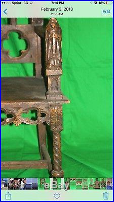 Antique Chair Throne Gothic Arm Vintage Chair Religious Rare