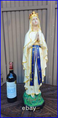 Antique Chalk LOURDES madonna statue religious rare