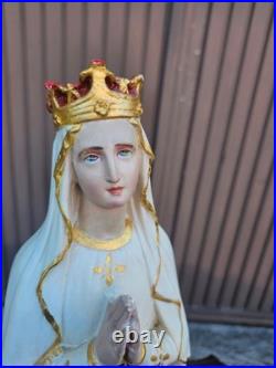 Antique Chalk LOURDES madonna statue religious rare