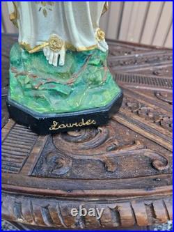Antique Chalk LOURDES madonna statue religious rare