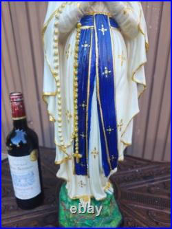 Antique Chalk LOURDES madonna statue religious rare