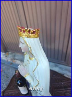 Antique Chalk LOURDES madonna statue religious rare