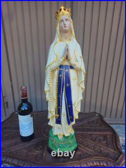 Antique Chalk LOURDES madonna statue religious rare