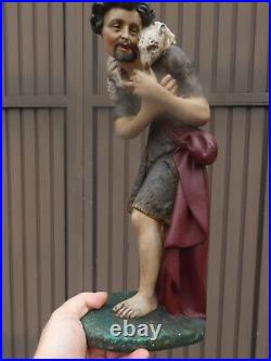 Antique Chalk Sheperd figurine statue nativity christmas group religious