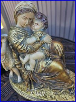 Antique Chalk Statue Mary young jesus john the baptist religious
