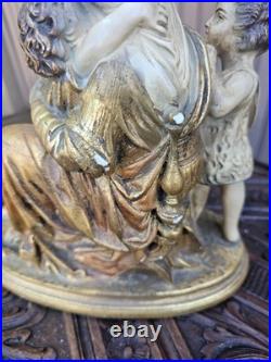 Antique Chalk Statue Mary young jesus john the baptist religious