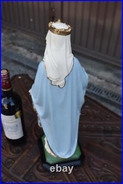 Antique Chalk sacred heart madonna statue religious