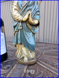 Antique Chalk saint MAdonna halo figurine statue religious