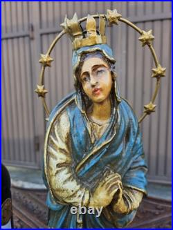 Antique Chalk saint MAdonna halo figurine statue religious