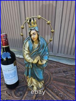 Antique Chalk saint MAdonna halo figurine statue religious