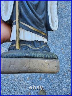 Antique Chalk statue of saint Wivina abbess religious