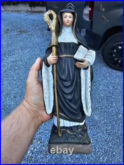 Antique Chalk statue of saint Wivina abbess religious