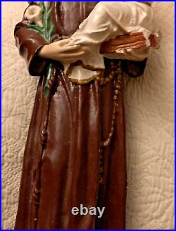 Antique Chalkware Sculpture St Anthony of Padua and Jesus Religious Statue BIG