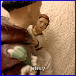 Antique Chalkware Sculpture St Anthony of Padua and Jesus Religious Statue BIG