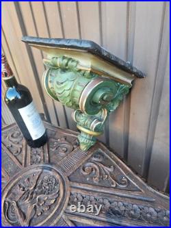 Antique Chalkware religious wall console for saint / clock / crucifix
